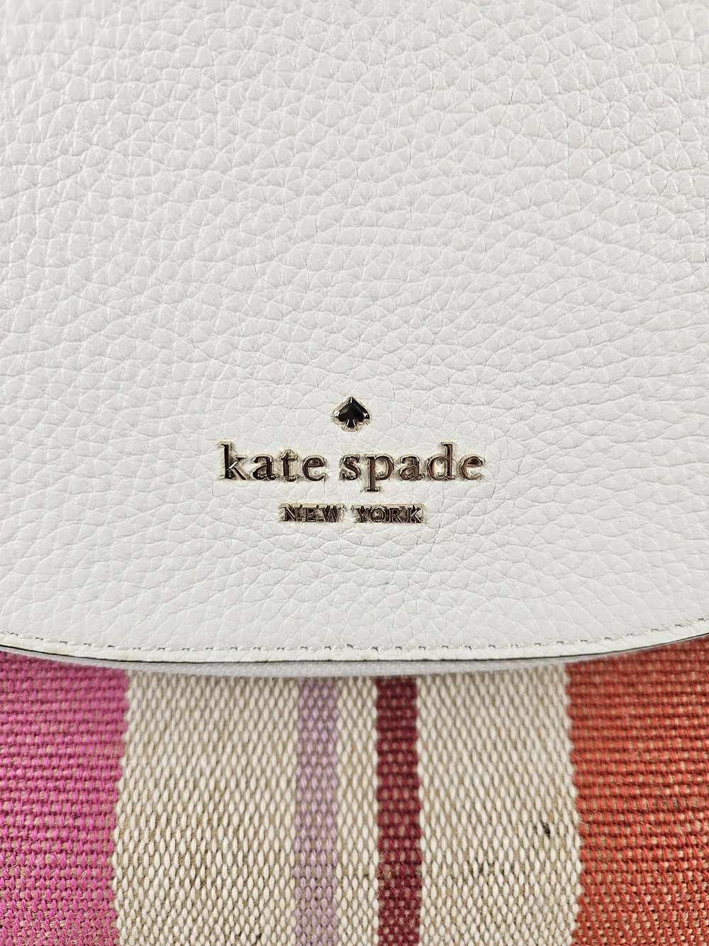 Kate Spade Leila Leather Flap Shoulder White Multi Color Stripe Like New W Strap - Picture 2 of 16